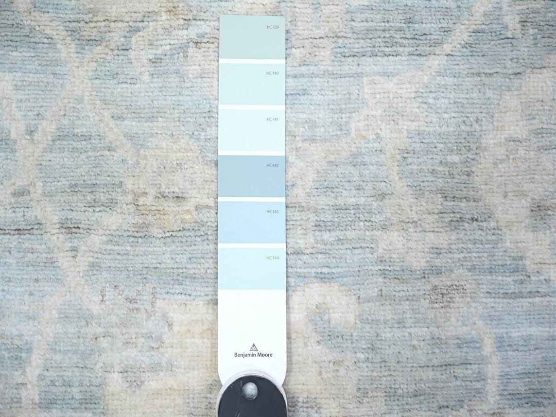 2'8" x 9'9" New Hand Knotted Blue Wool Runner Oriental Rug - MOA10274470