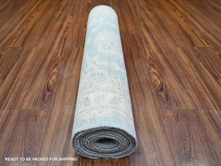 2'8" x 9'9" New Hand Knotted Blue Wool Runner Oriental Rug - MOA10274470
