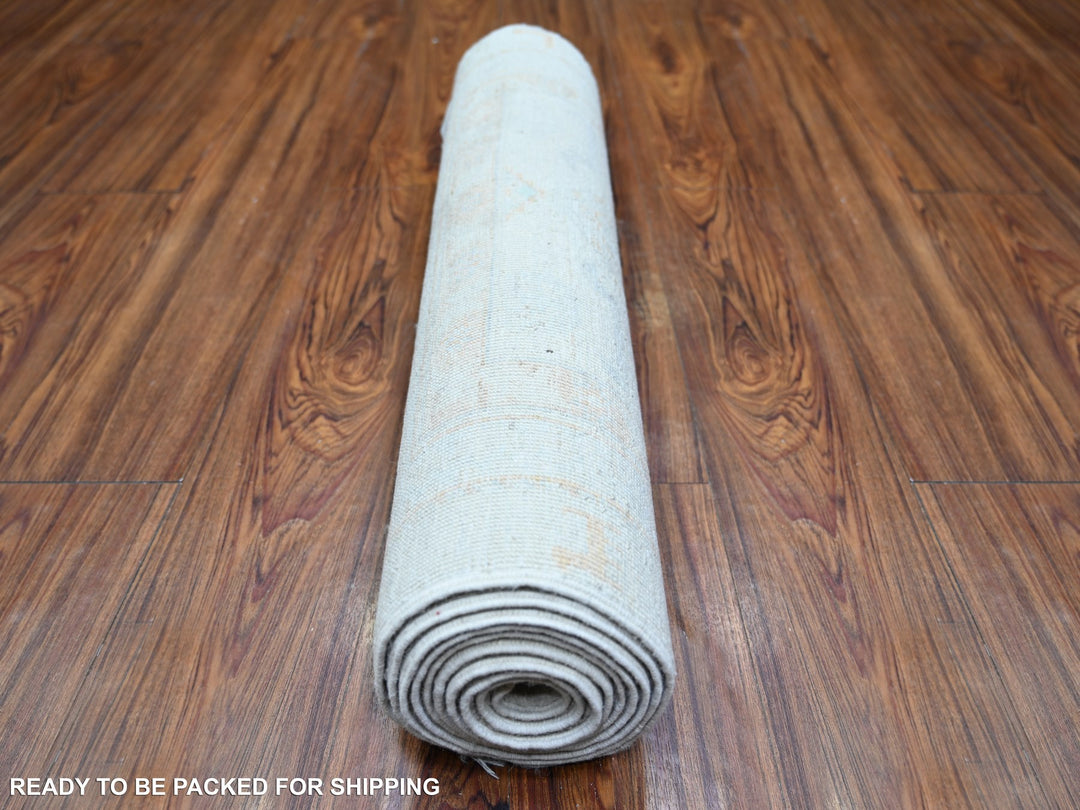 2'5" x 9'5" New Hand Knotted Ivory Wool Runner Oriental Rug - MOA10274471