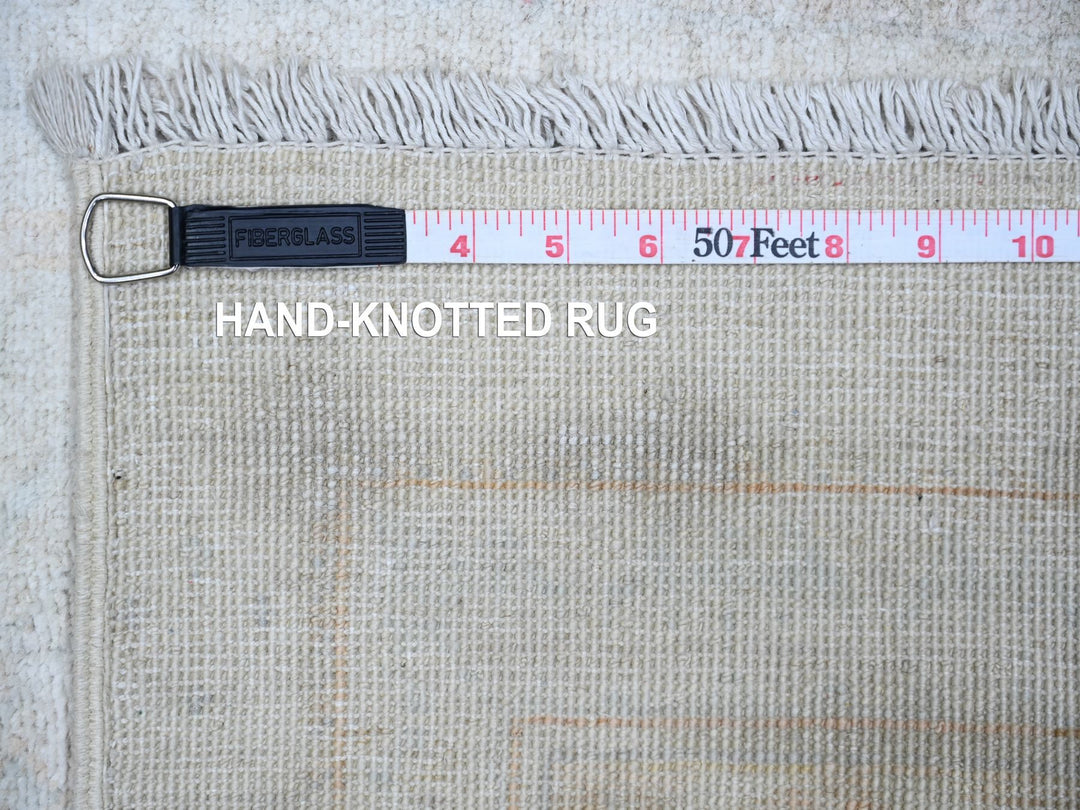 2'5" x 9'5" New Hand Knotted Ivory Wool Runner Oriental Rug - MOA10274471