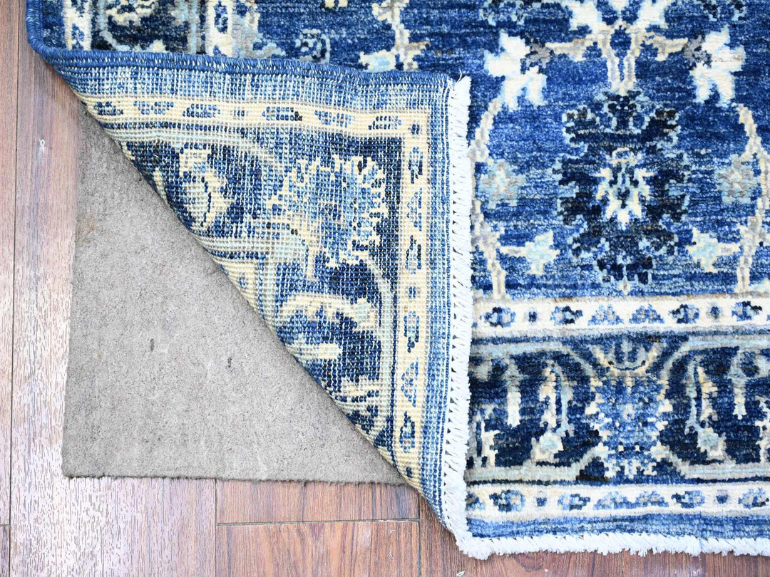2'10" x 4'8" New Hand Knotted Blue Wool Rectangle Oriental Rug - MOA10274473