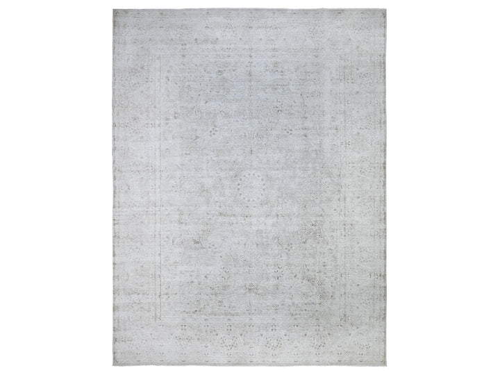 9'9" x 12'8" Vintage Hand Knotted Grey Wool Rectangle Oriental Rug - MOA10274480