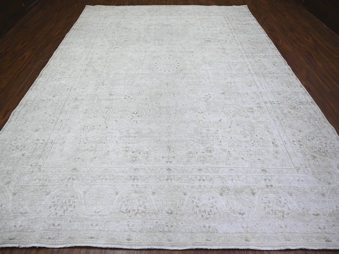 9'9" x 12'8" Vintage Hand Knotted Grey Wool Rectangle Oriental Rug - MOA10274480