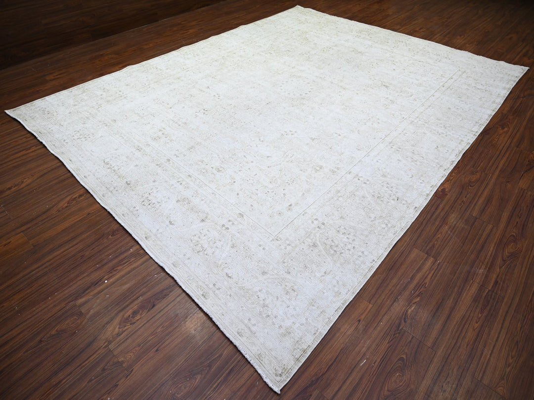 9'9" x 12'8" Vintage Hand Knotted Grey Wool Rectangle Oriental Rug - MOA10274480