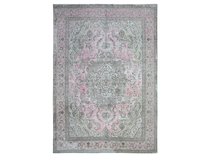 11'3" x 15'9" Vintage Hand Knotted Pink Wool Rectangle Oriental Rug - MOA10274481