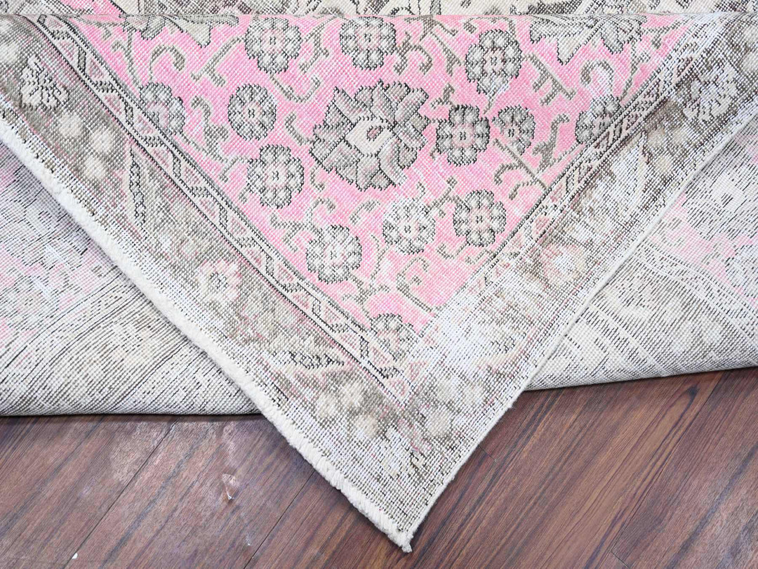 11'3" x 15'9" Vintage Hand Knotted Pink Wool Rectangle Oriental Rug - MOA10274481