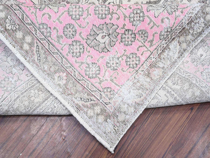 11'3" x 15'9" Vintage Hand Knotted Pink Wool Rectangle Oriental Rug - MOA10274481