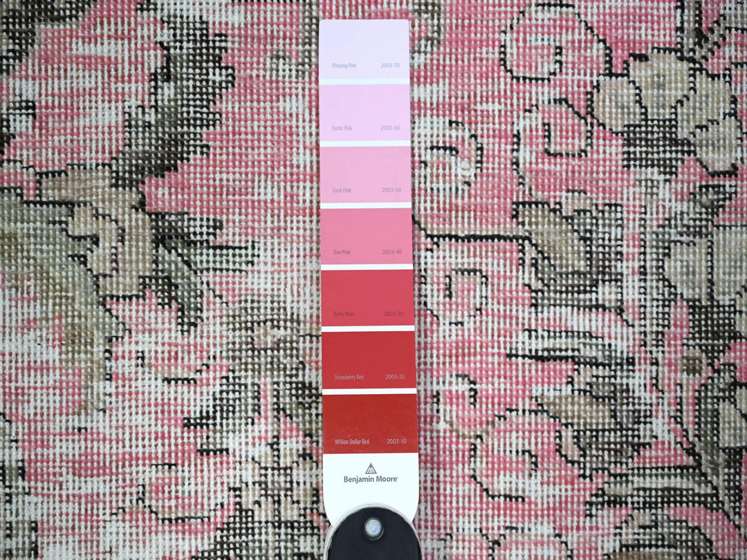 11'3" x 15'9" Vintage Hand Knotted Pink Wool Rectangle Oriental Rug - MOA10274481