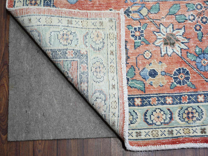 12'2" x 15'2" Vintage Hand Knotted Orange Wool Rectangle Oriental Rug - MOA10274483