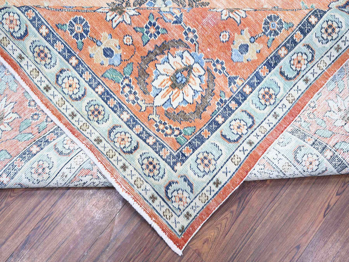 12'2" x 15'2" Vintage Hand Knotted Orange Wool Rectangle Oriental Rug - MOA10274483