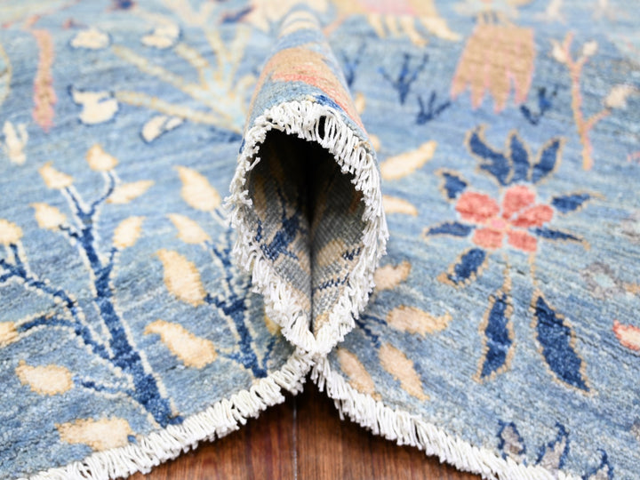 12'0" x 12'2" New Hand Knotted Blue Wool Round Oriental Rug - MOA10274497