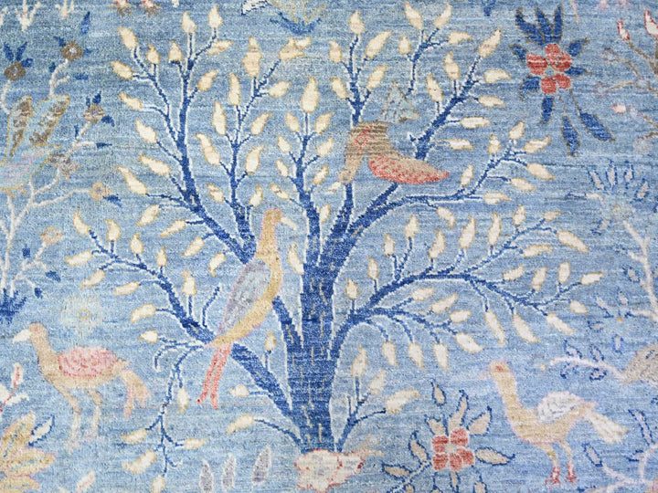 12'0" x 12'2" New Hand Knotted Blue Wool Round Oriental Rug - MOA10274497