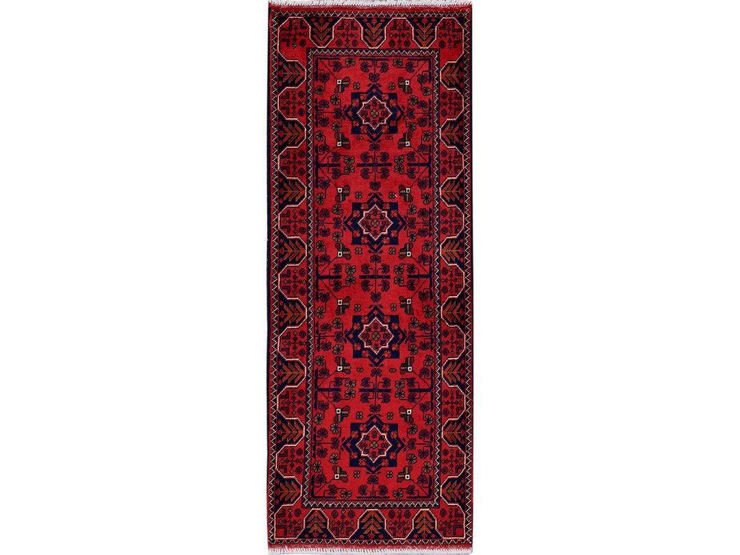 1'9" x 4'8" New Hand Knotted Red Wool Runner Oriental Rug - MOA102744