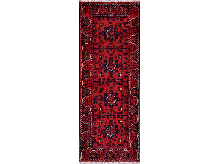 1'9" x 4'8" New Hand Knotted Red Wool Runner Oriental Rug - MOA102744