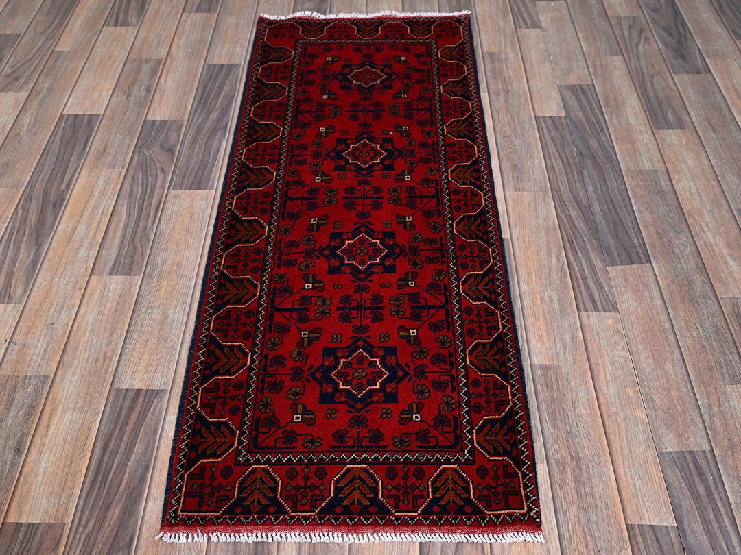 1'9" x 4'8" New Hand Knotted Red Wool Runner Oriental Rug - MOA102744