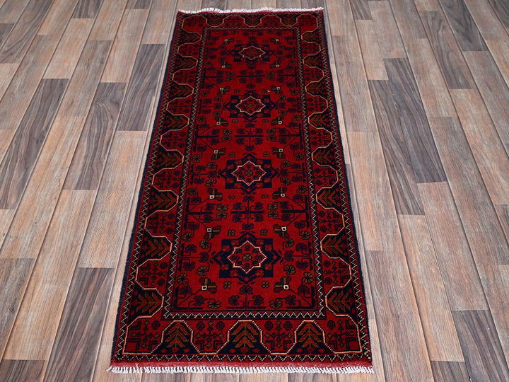 1'9" x 4'8" New Hand Knotted Red Wool Runner Oriental Rug - MOA102744
