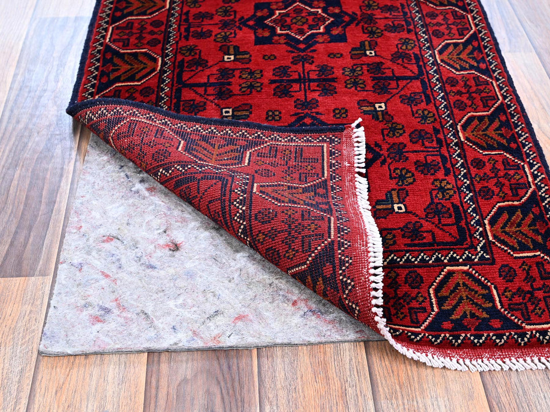 1'9" x 4'8" New Hand Knotted Red Wool Runner Oriental Rug - MOA102744