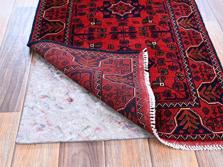 1'9" x 4'8" New Hand Knotted Red Wool Runner Oriental Rug - MOA102744