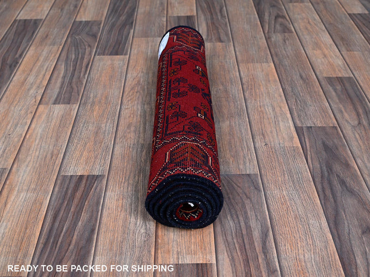 1'9" x 4'8" New Hand Knotted Red Wool Runner Oriental Rug - MOA102744