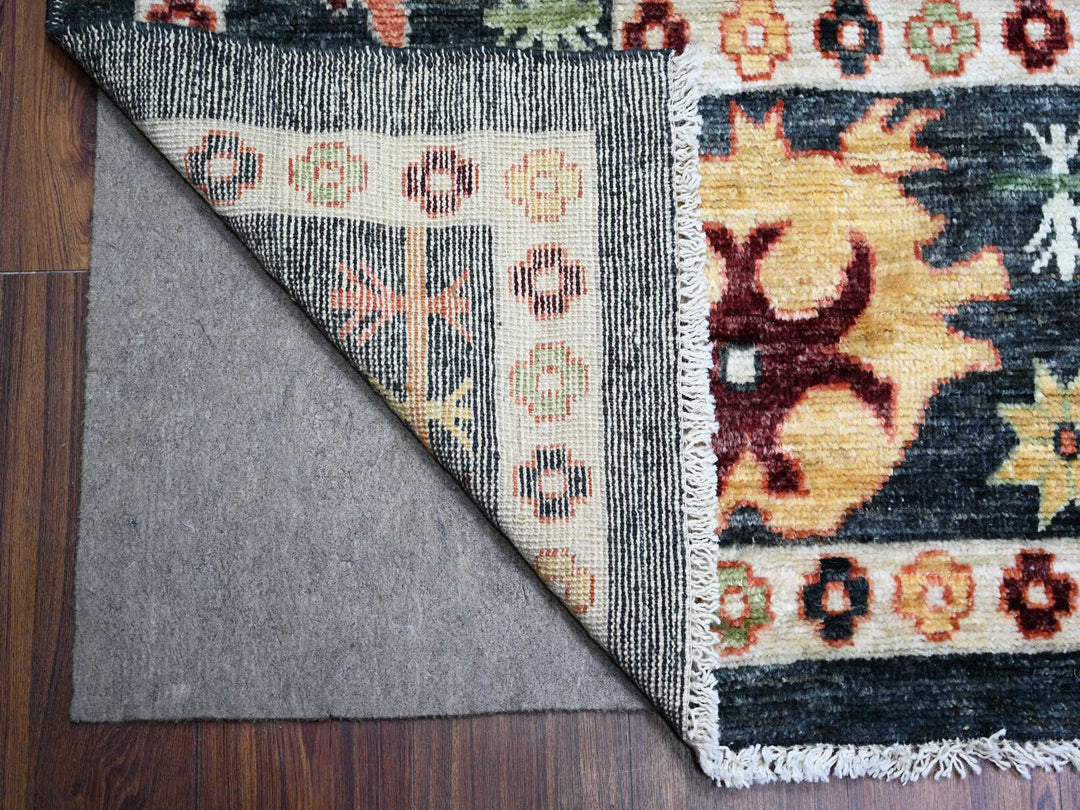 11'9" x 14'7" New Hand Knotted Black Wool Rectangle Oriental Rug - MOA10274504