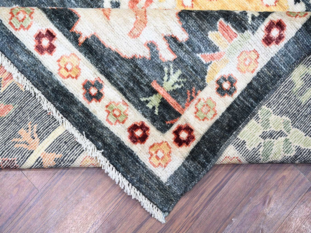 11'9" x 14'7" New Hand Knotted Black Wool Rectangle Oriental Rug - MOA10274504