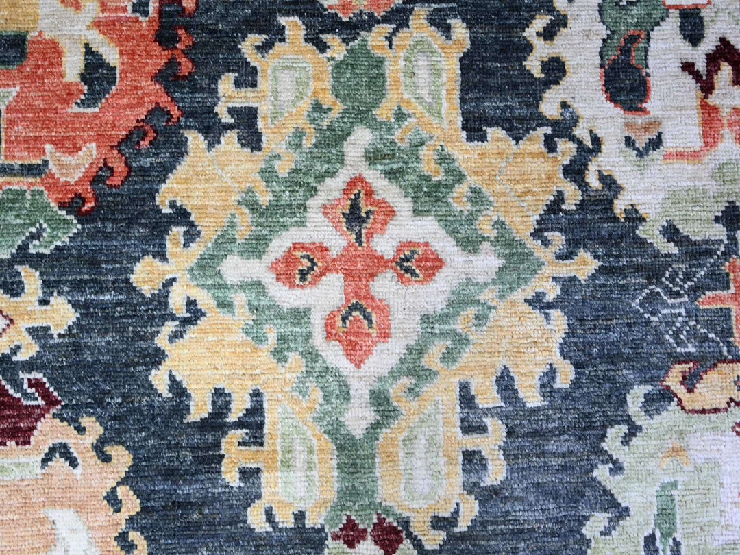 11'9" x 14'7" New Hand Knotted Black Wool Rectangle Oriental Rug - MOA10274504