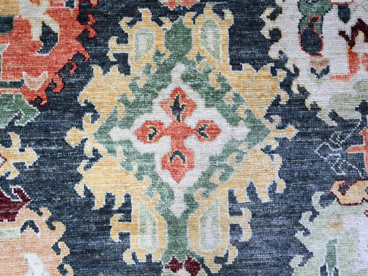 11'9" x 14'7" New Hand Knotted Black Wool Rectangle Oriental Rug - MOA10274504