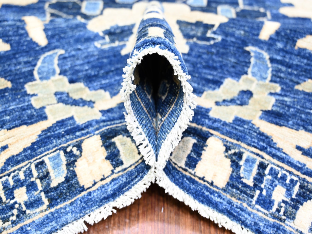 8'2" x 9'8" New Hand Knotted Blue Wool Rectangle Oriental Rug - MOA10274507