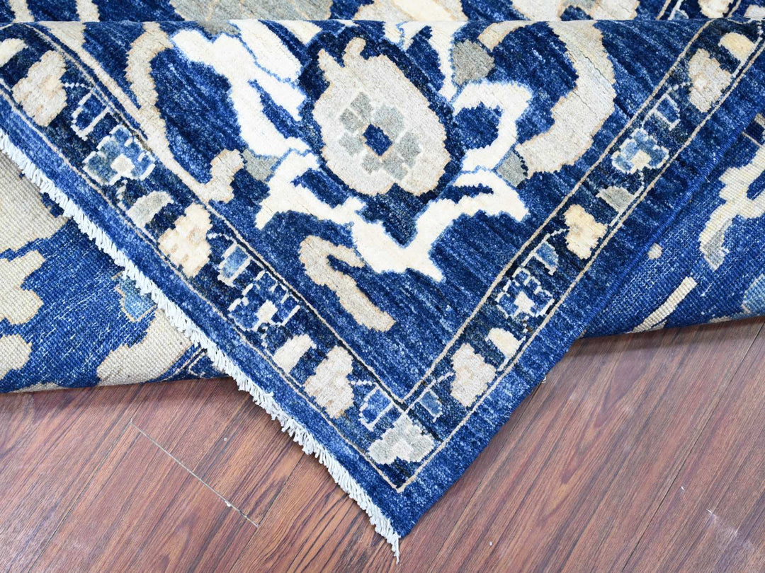 8'2" x 9'8" New Hand Knotted Blue Wool Rectangle Oriental Rug - MOA10274507