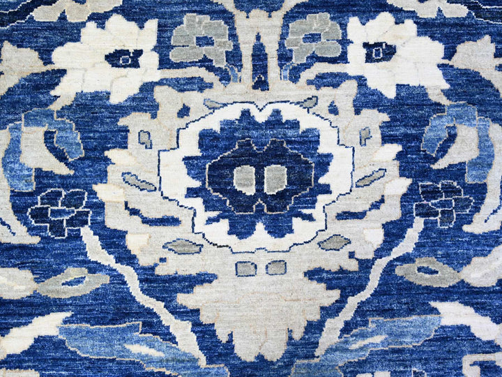 8'2" x 9'8" New Hand Knotted Blue Wool Rectangle Oriental Rug - MOA10274507