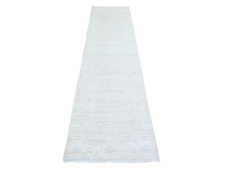 2'5" x 9'6" New Hand Knotted Ivory Wool Runner Oriental Rug - MOA10274509