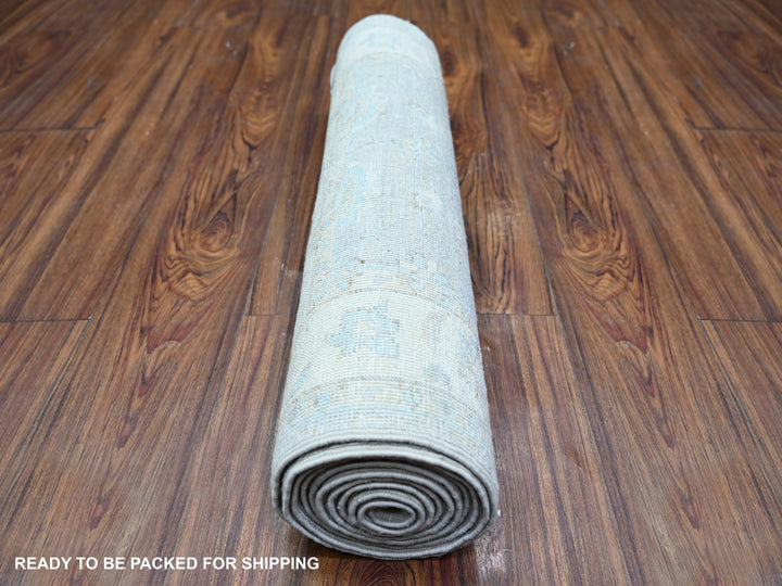 2'5" x 9'6" New Hand Knotted Ivory Wool Runner Oriental Rug - MOA10274509