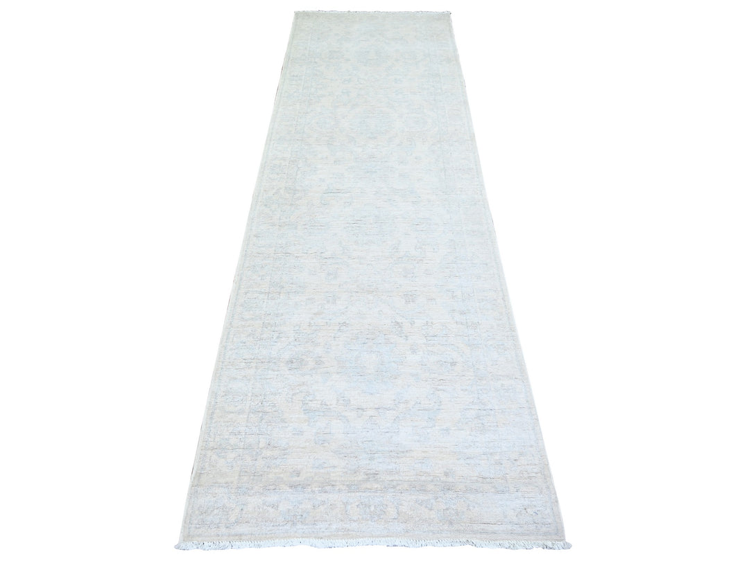 2'11" x 9'4" New Hand Knotted Ivory Wool Runner Oriental Rug - MOA10274510