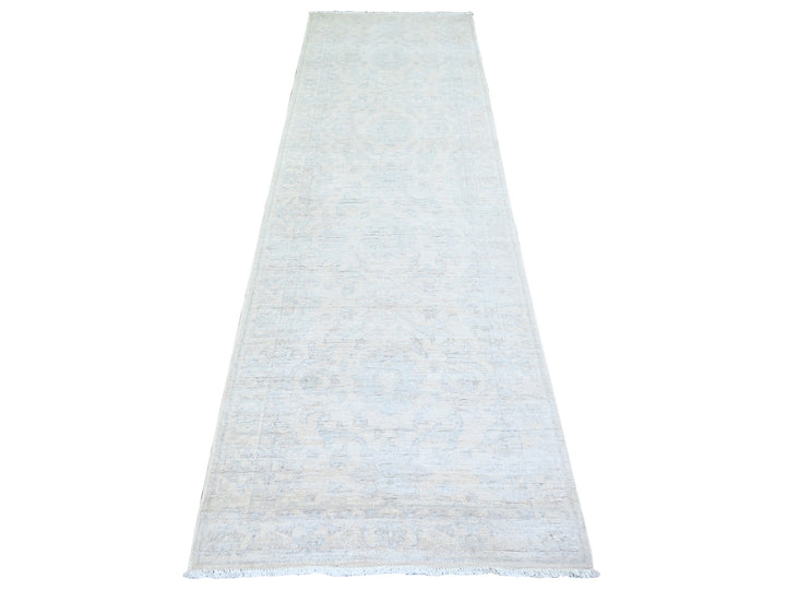 2'11" x 9'4" New Hand Knotted Ivory Wool Runner Oriental Rug - MOA10274510