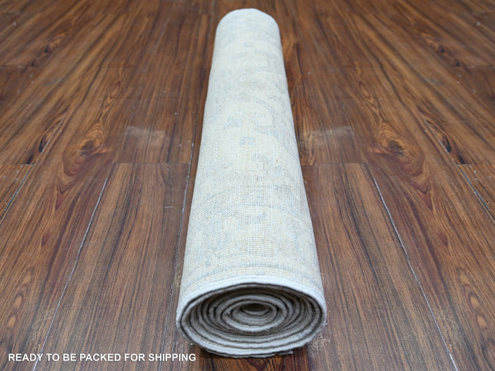 2'11" x 9'4" New Hand Knotted Ivory Wool Runner Oriental Rug - MOA10274510