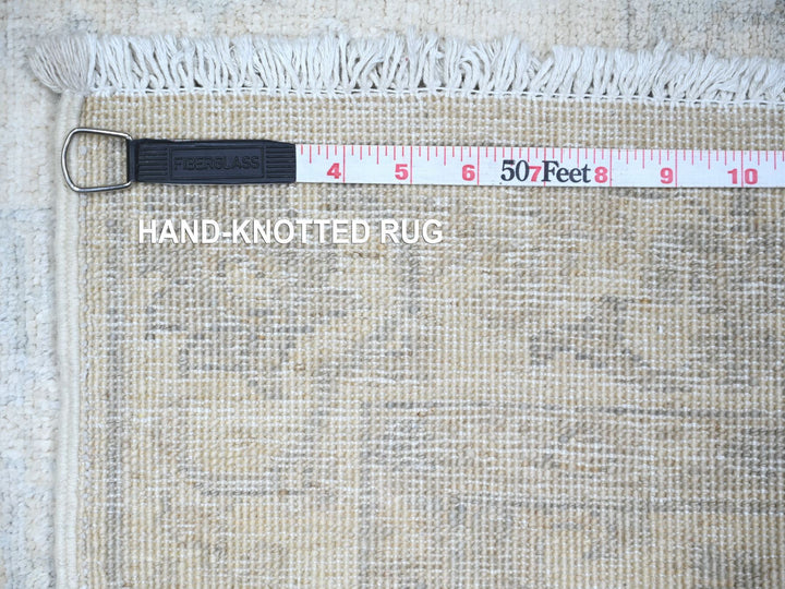 2'11" x 9'4" New Hand Knotted Ivory Wool Runner Oriental Rug - MOA10274510