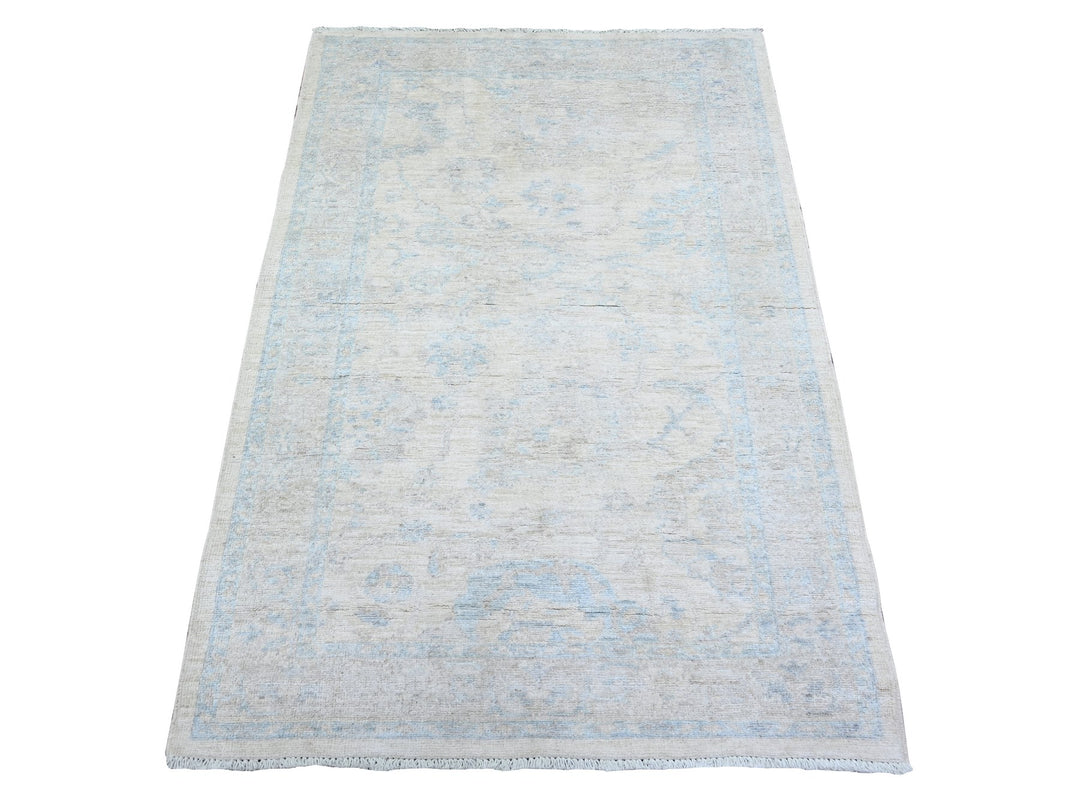 3'1" x 4'11" New Hand Knotted Ivory Wool Rectangle Oriental Rug - MOA10274513