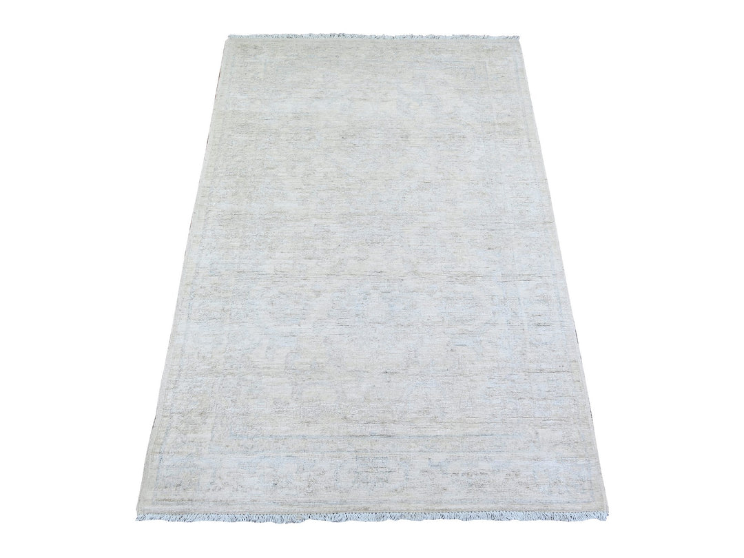 3'0" x 5'0" New Hand Knotted Ivory Wool Rectangle Oriental Rug - MOA10274514