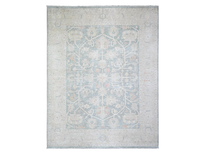 7'11" x 9'7" New Hand Knotted Grey Wool Rectangle Oriental Rug - MOA10274515