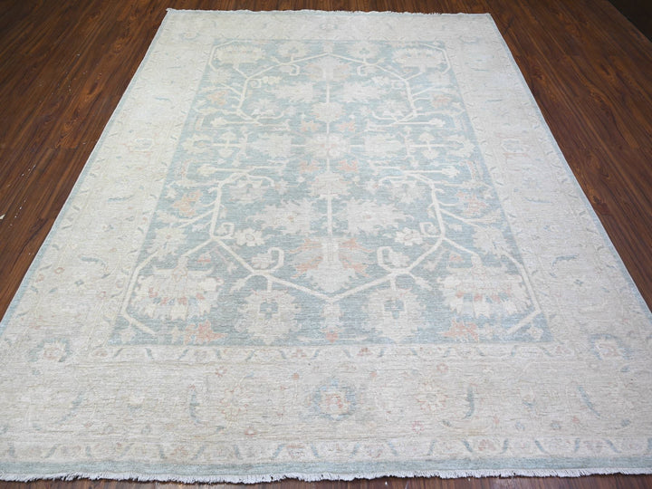 7'11" x 9'7" New Hand Knotted Grey Wool Rectangle Oriental Rug - MOA10274515
