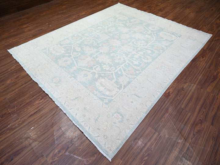7'11" x 9'7" New Hand Knotted Grey Wool Rectangle Oriental Rug - MOA10274515