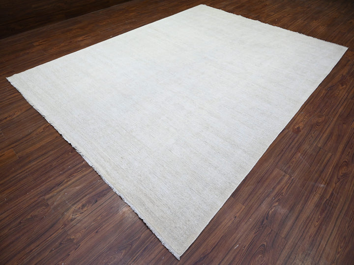 8'9" x 11'9" New Hand Knotted Ivory Wool Rectangle Oriental Rug - MOA10274516