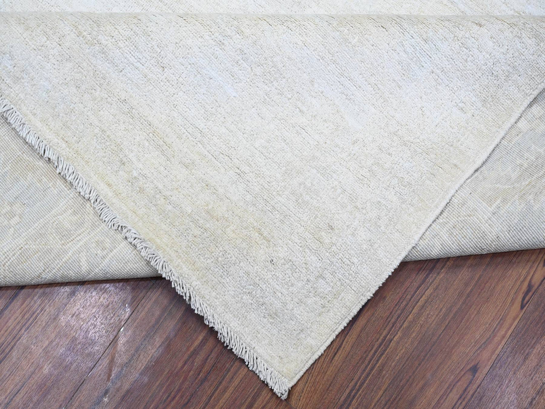 8'9" x 11'9" New Hand Knotted Ivory Wool Rectangle Oriental Rug - MOA10274516
