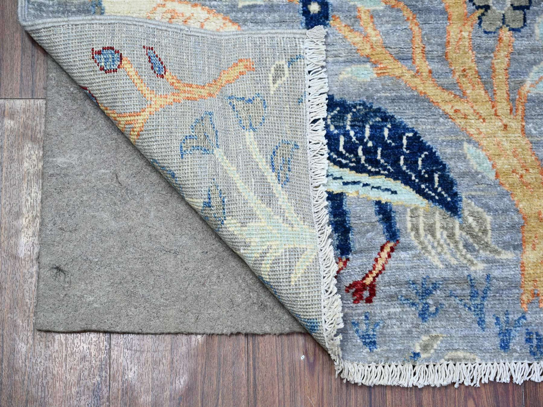 2'9" x 9'8" New Hand Knotted Grey Wool Runner Oriental Rug - MOA10274527