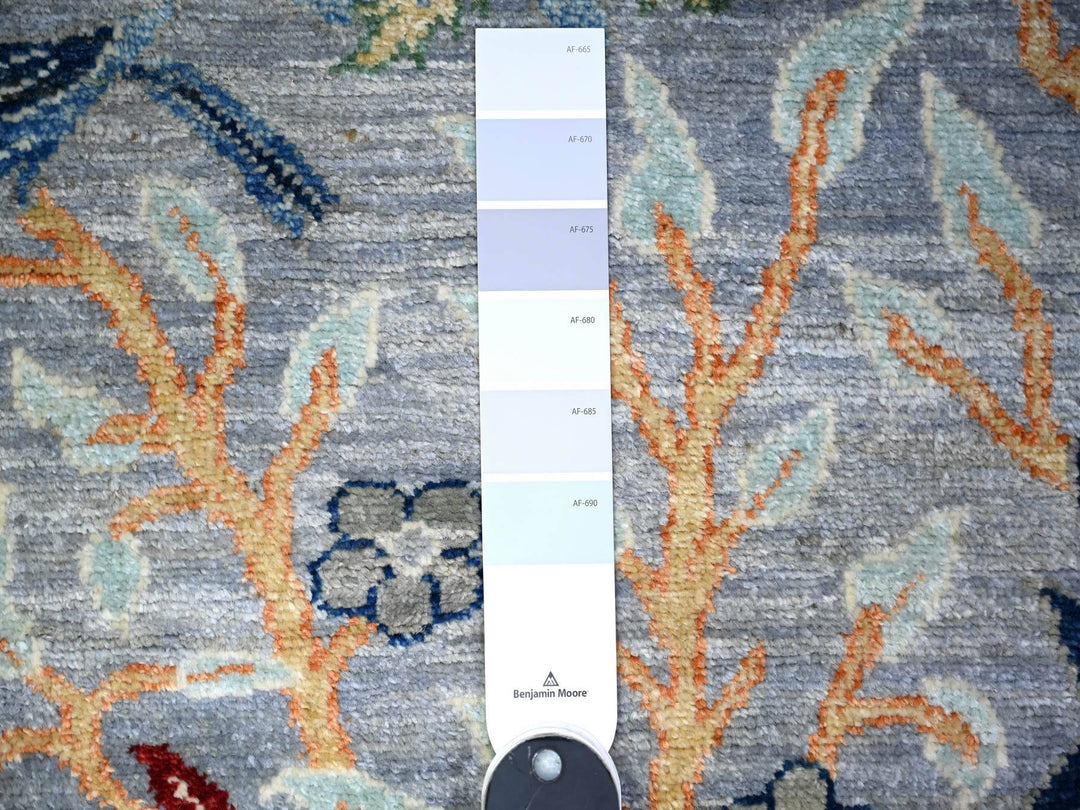 2'9" x 9'8" New Hand Knotted Grey Wool Runner Oriental Rug - MOA10274527