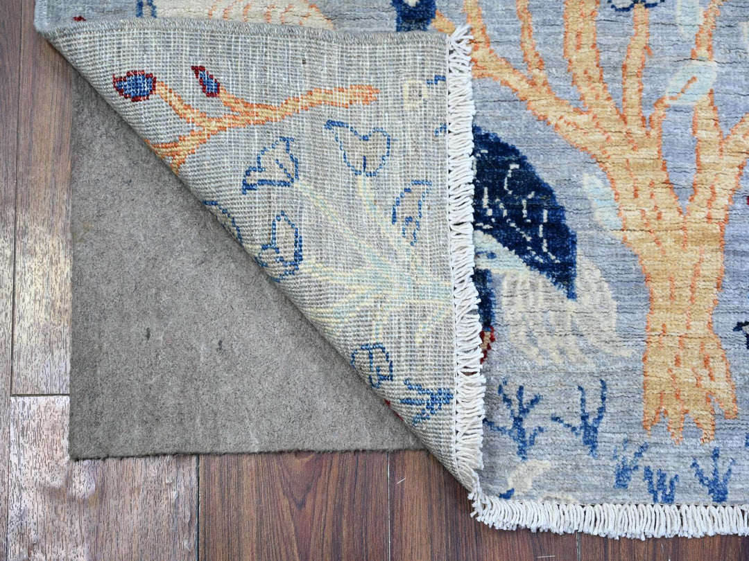 2'6" x 7'10" New Hand Knotted Grey Wool Runner Oriental Rug - MOA10274529