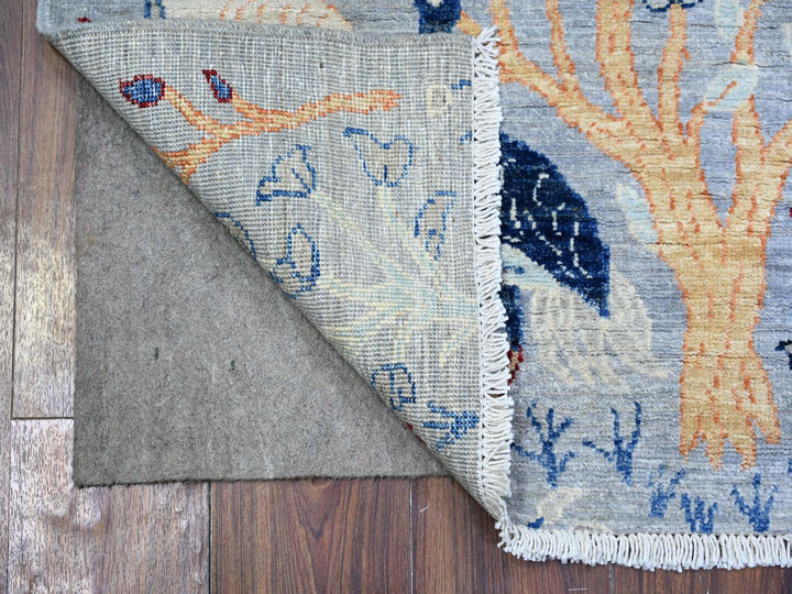2'6" x 7'10" New Hand Knotted Grey Wool Runner Oriental Rug - MOA10274529