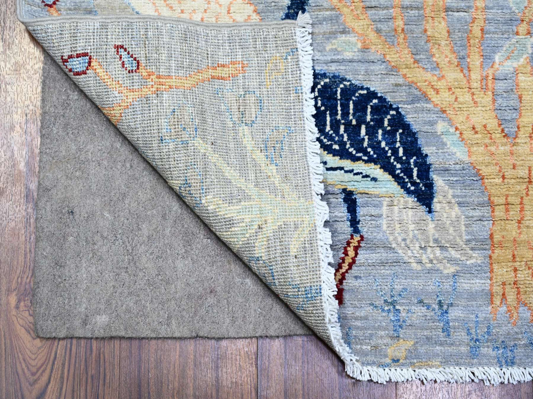 2'7" x 7'10" New Hand Knotted Grey Wool Runner Oriental Rug - MOA10274531