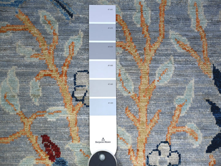 2'7" x 7'10" New Hand Knotted Grey Wool Runner Oriental Rug - MOA10274531
