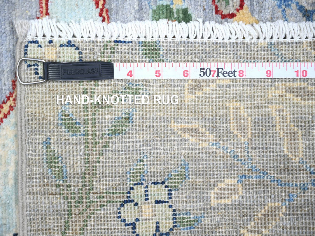 2'7" x 7'10" New Hand Knotted Grey Wool Runner Oriental Rug - MOA10274531